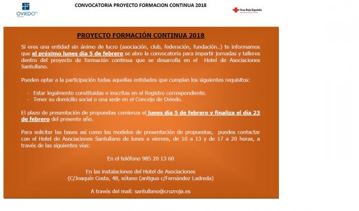 CONVOCATORIA PROYECTO FORMACION CONTINUA 2018