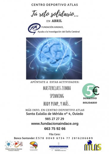 EN ABRIL..."TU RETO SOLIDARIO" EN CENTRO DEPORTIVO ATLAS A FAVOR DE AINDACE