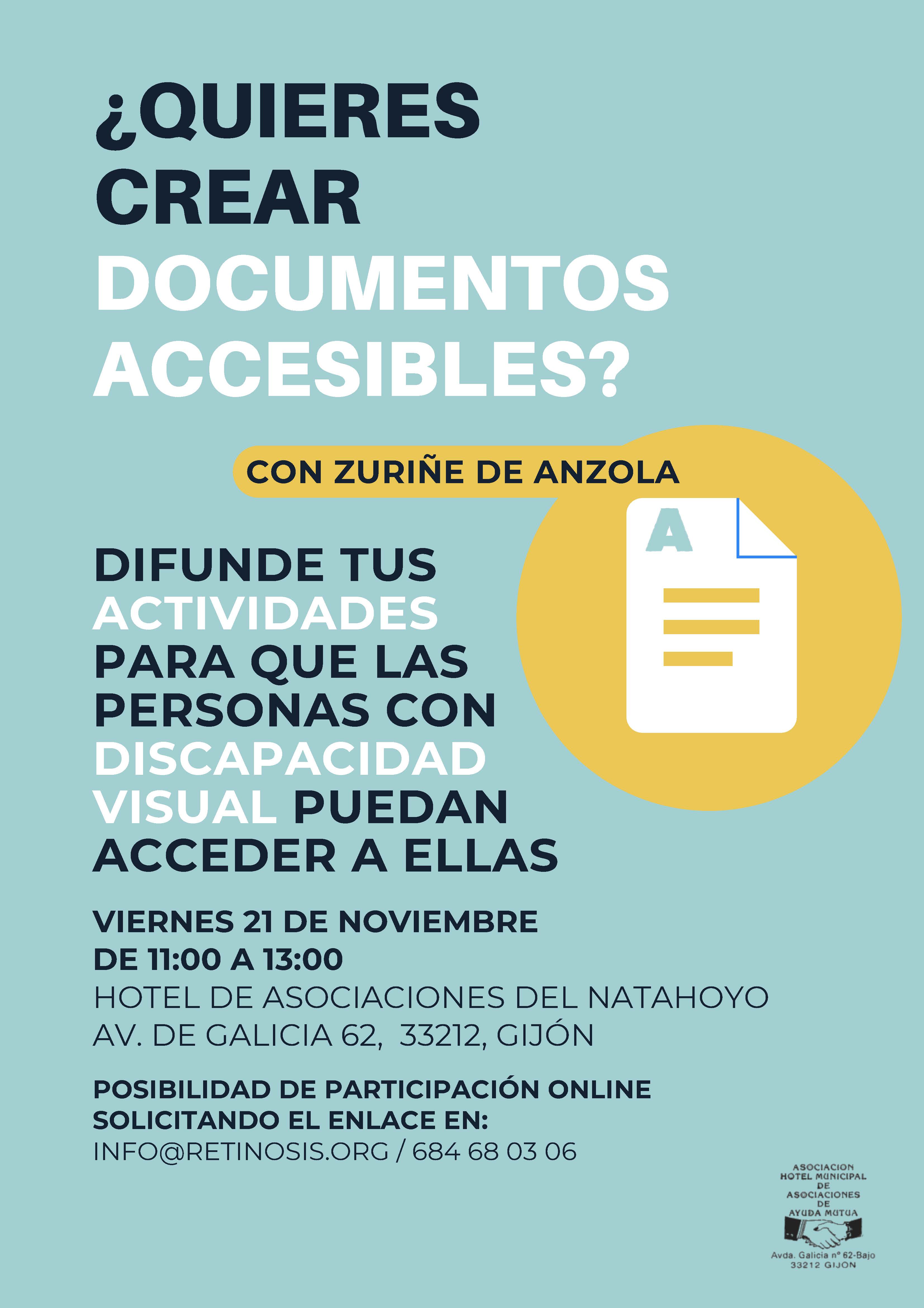 Acción formativa para generar documentos accesibles para personas con discapacidad visual. 