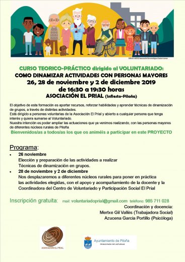 CURSO TEORICO-PRÁCTICO dirigido al VOLUNTARIADO:   COMO DINAMIZAR ACTIVIDADES CON PERSONAS MAYORES