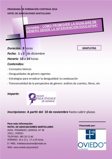 JORNADAS  “CÓMO PROMOVER LA IGUALDAD DE GÉNERO DESDE LA INTERVENCIÓN EDUCATIVA”