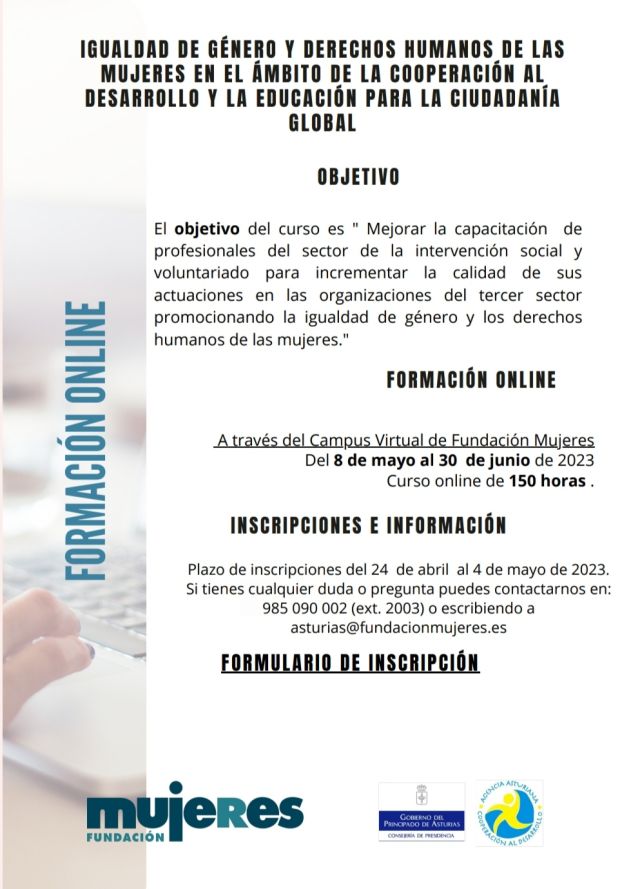Curso “Igualdad de género y derechos humanos de las mujeres en el ámbito de la cooperación al desarrollo y la educación para la ciudadanía global” 