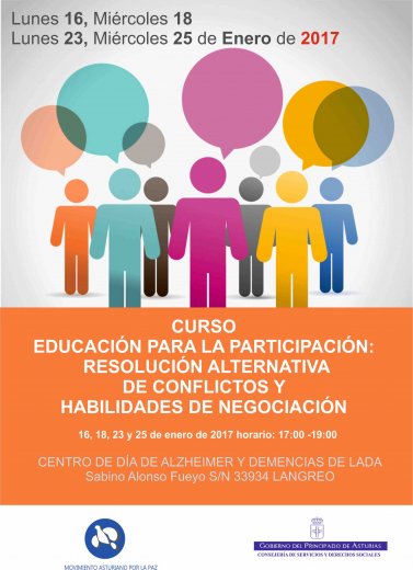 Curso de educación para la participación: resolución alternativa de conflictos y habilidades de negociación.