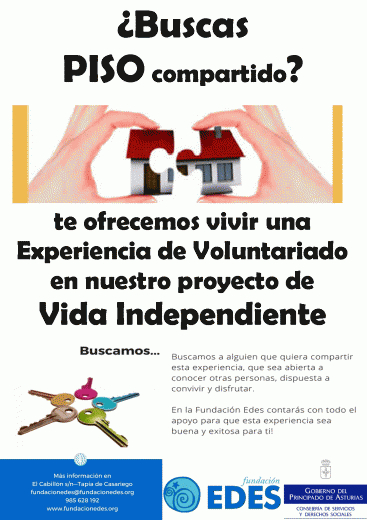 La Fundación Edes busca personas voluntarias para su proyecto  “Vida independiente”