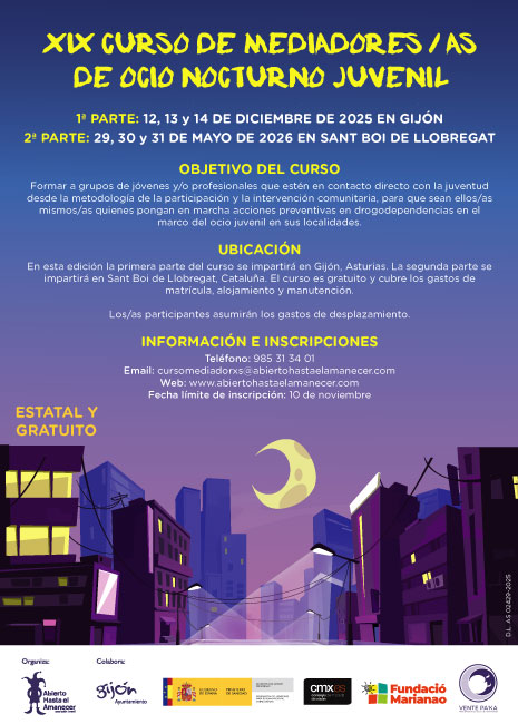 XIX CURSO DE MEDIADORES/AS DE OCIO NOCTURNO JUVENIL
